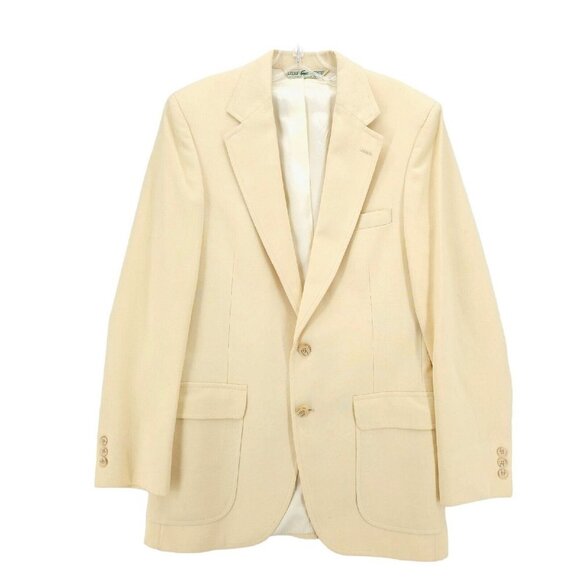 Vintage Lacoste Izod Pale Yellow Woven Sport Coat Blazer Estimated Size 38R